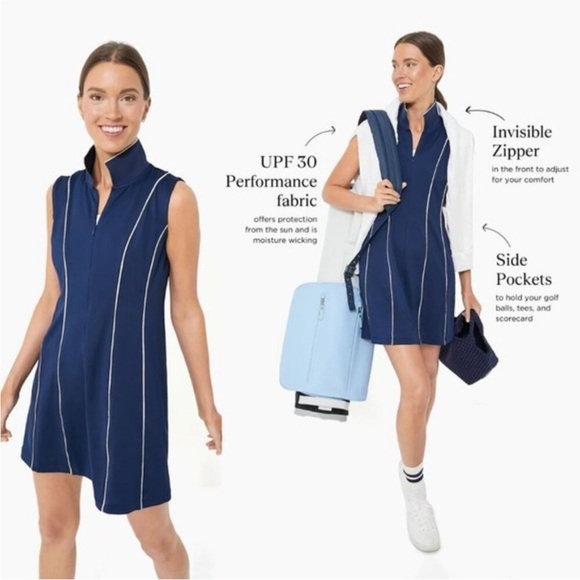 Tuckernuck TNuck Sport Dress Roxana Quarter Zip Golf Tennis in Navy - Picture 3 of 9
